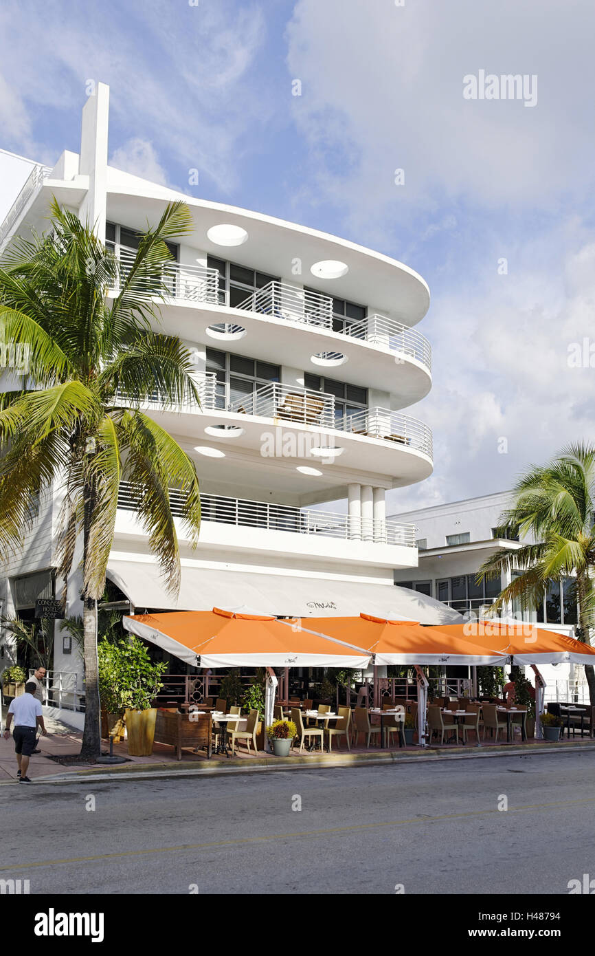 "Café" de l'EDI, l'hôtel Art déco, Ocean Drive, à South Miami Beach, quartier Art déco, Florida, USA, Banque D'Images