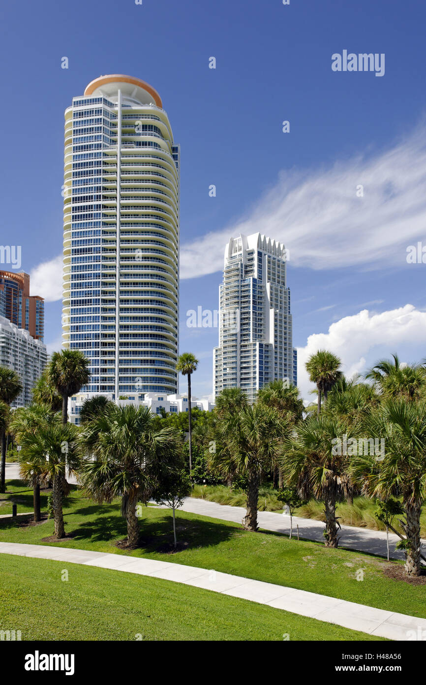 Tour moderne, tour dans le parc de South Pointe, Miami South Beach, Florida, USA, Banque D'Images