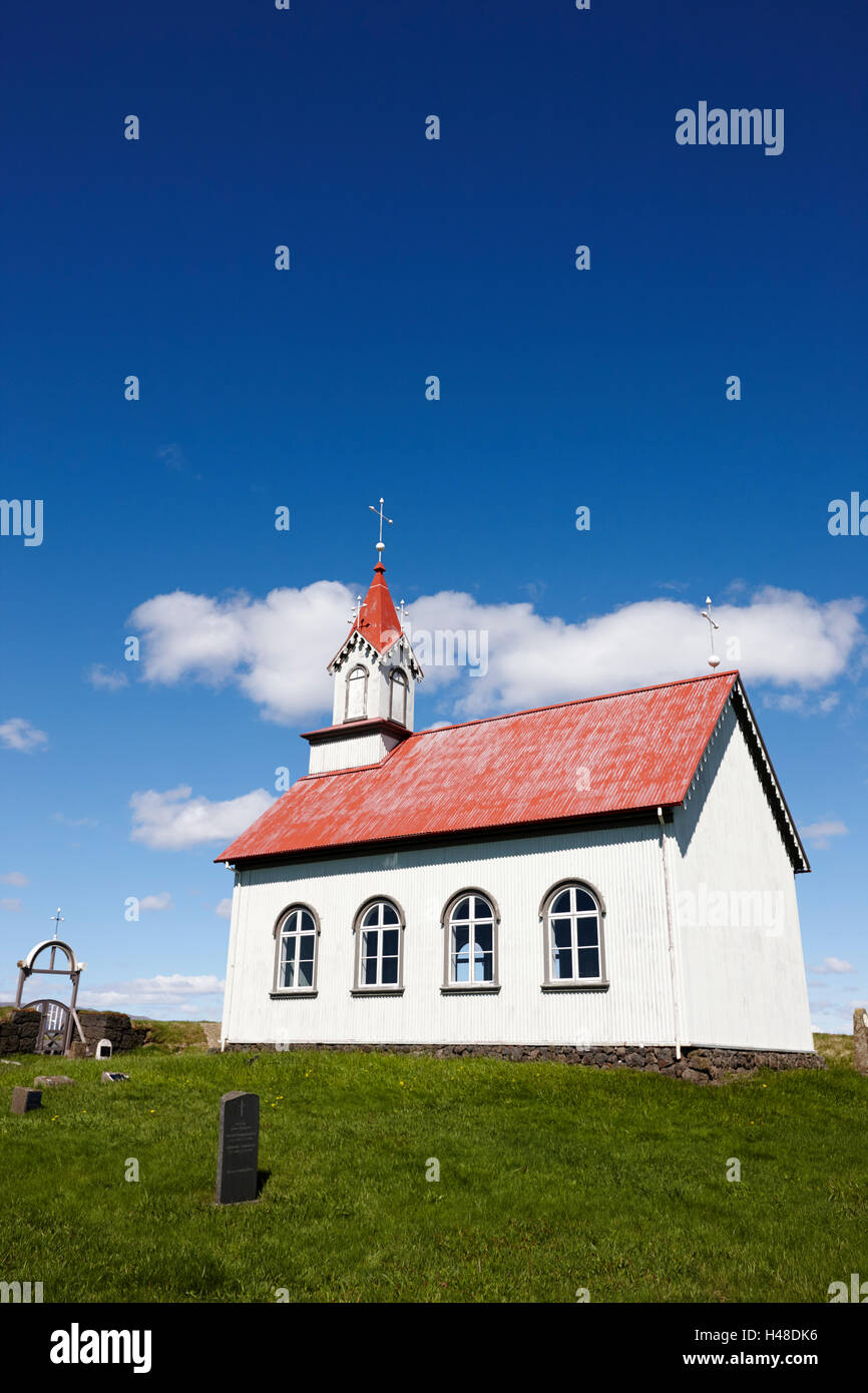 L'église de style islandais typique à Hraungerði hraungerdi l'islande Banque D'Images