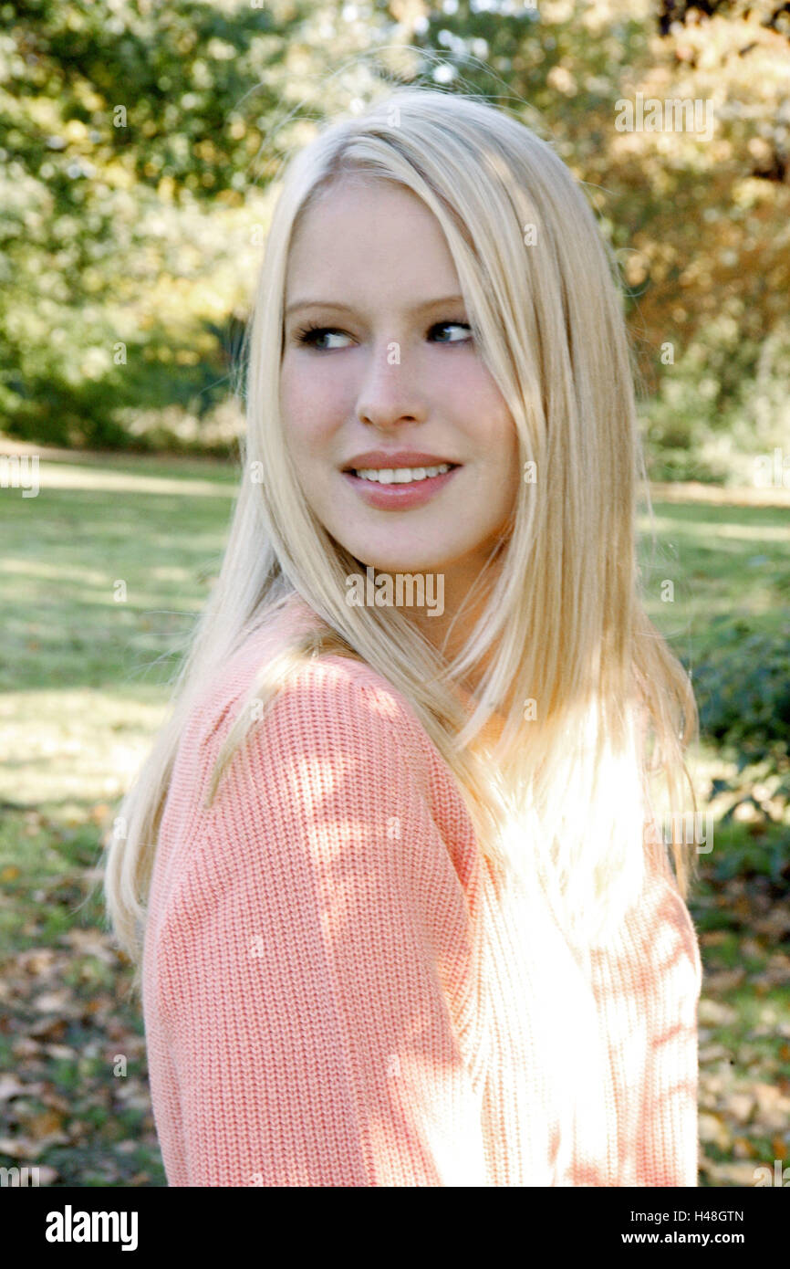 Woman, portrait, épaule, smiling, portrait, Banque D'Images