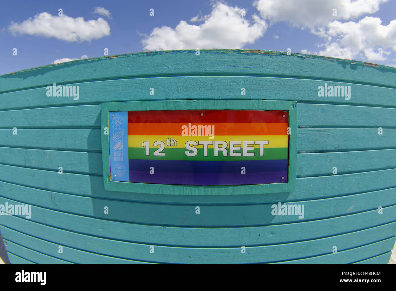 Pavillon de la scène de la plage gay, paragraphe '12', morceau, l'Atlantique Sud de Miami Beach, Floride, USA, Banque D'Images