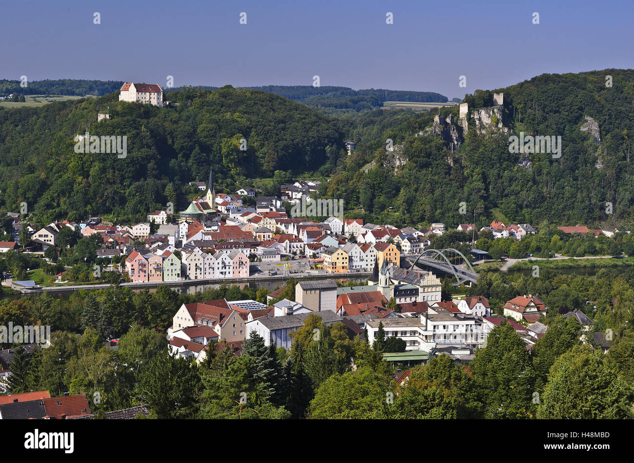 Allemagne, Bavière, Thuringe, vallée de l'Altmühltal (44/46), ville, vue, Banque D'Images