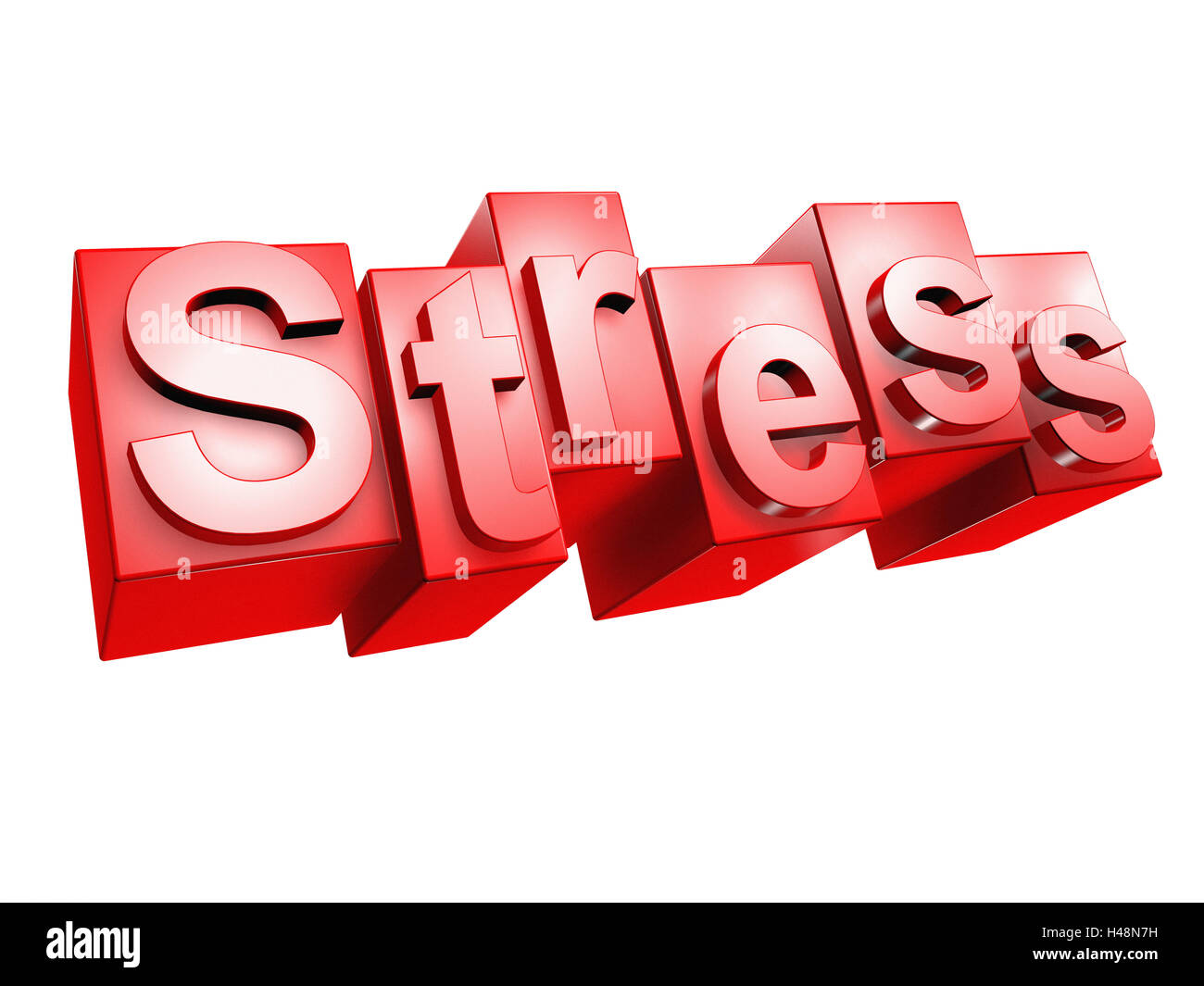 Stress, rouge, fond blanc, mot, lettre, 3-D, effet, police de caractère, unhealthily, idée, conception, personne, Frei's plate, Banque D'Images