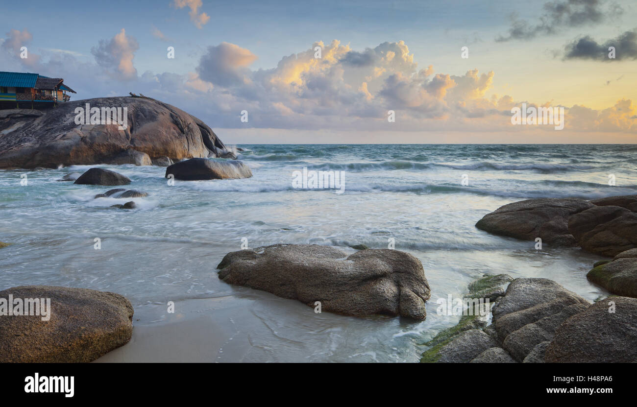 L'humeur du matin à la plage de l'Île-Reng, Koh Phangan, Thaïlande, Banque D'Images