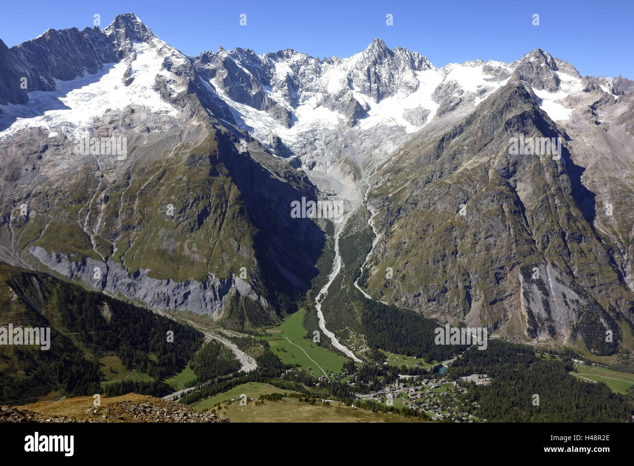 La Suisse, Val Ferret, La Fouly, Mont Dolent, le tour Noir, Banque D'Images
