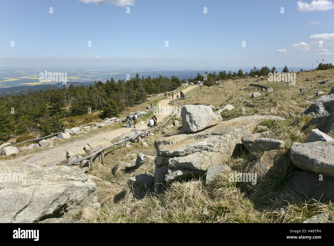 L'Allemagne, la Saxe-Anhalt, Harz, parc national, montant, sommet, façon, Wanderer, des blocs de granit, vue, Banque D'Images