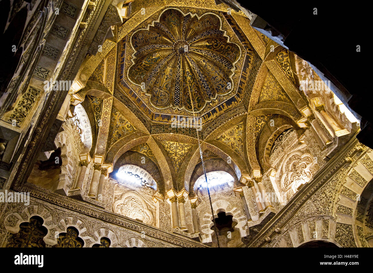 L'Espagne, de Cordoue, la Mezquita Catedral, intérieur, Mihrab Nuevo, coupole principale, Banque D'Images