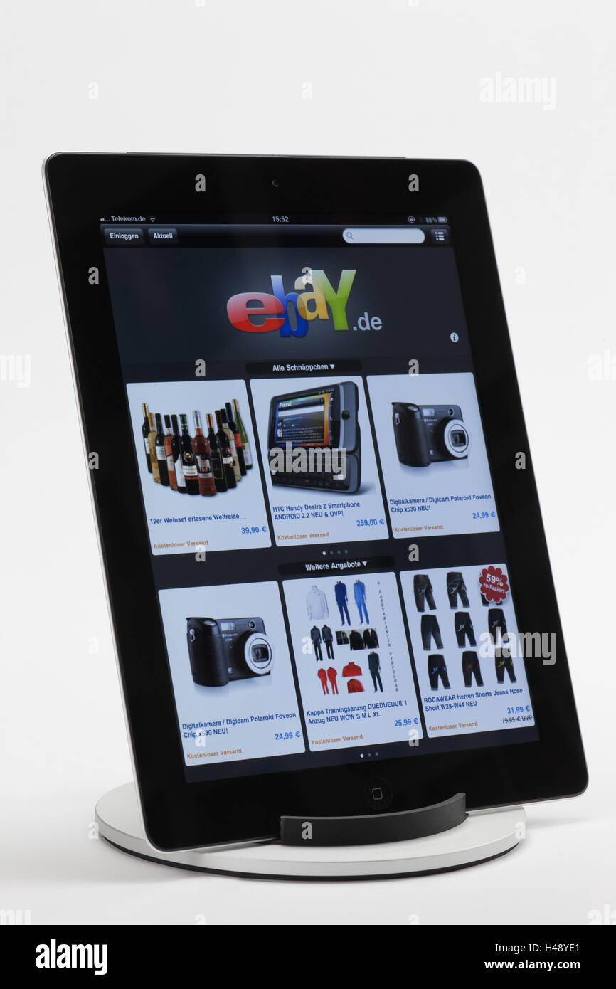 Apple iPad 2, affichage, poste eBay, multi-fonction, l'air, support iPad Banque D'Images