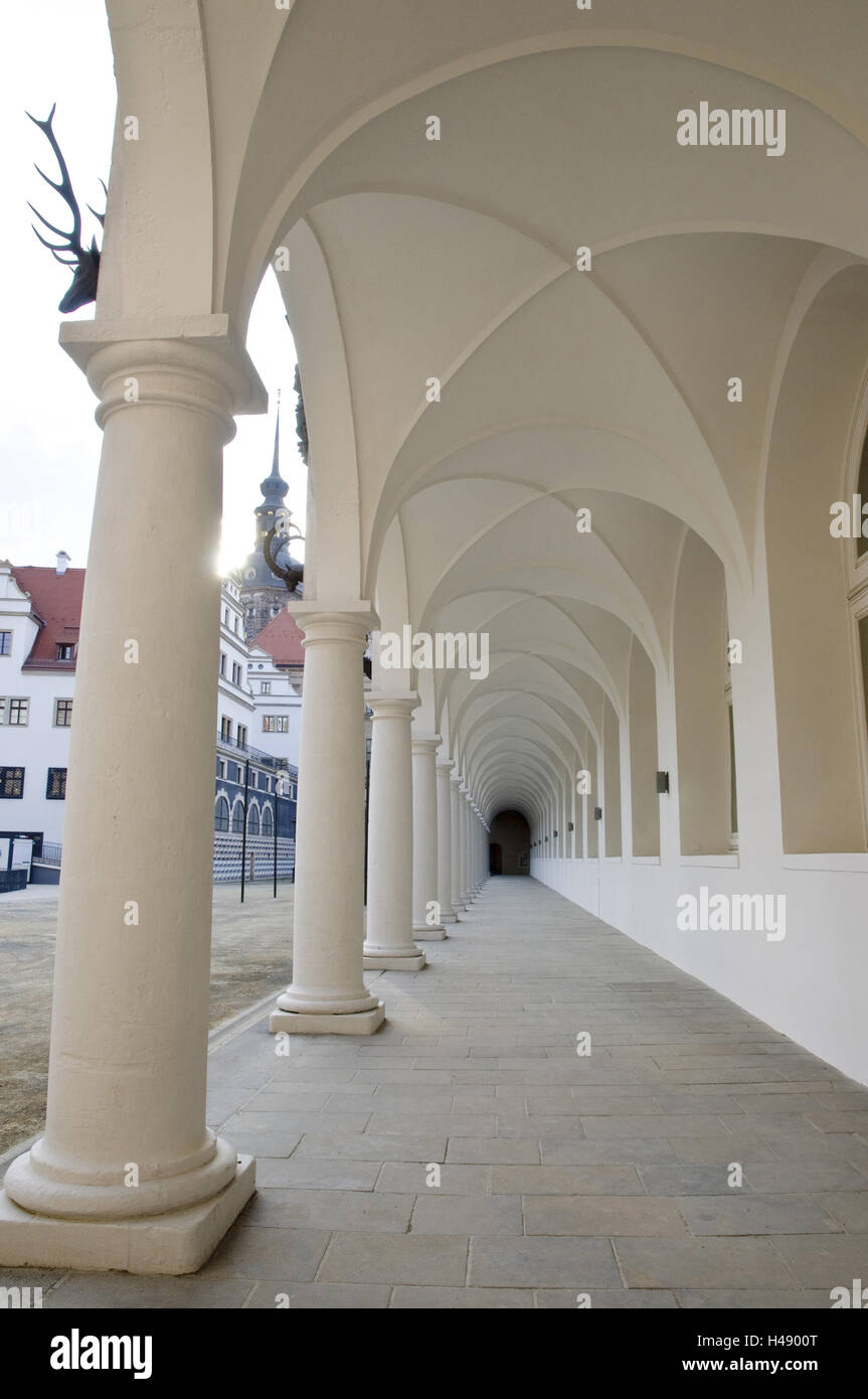 Cour stable d'arcades, de résidence, Dresde, Saxe, Allemagne, Banque D'Images