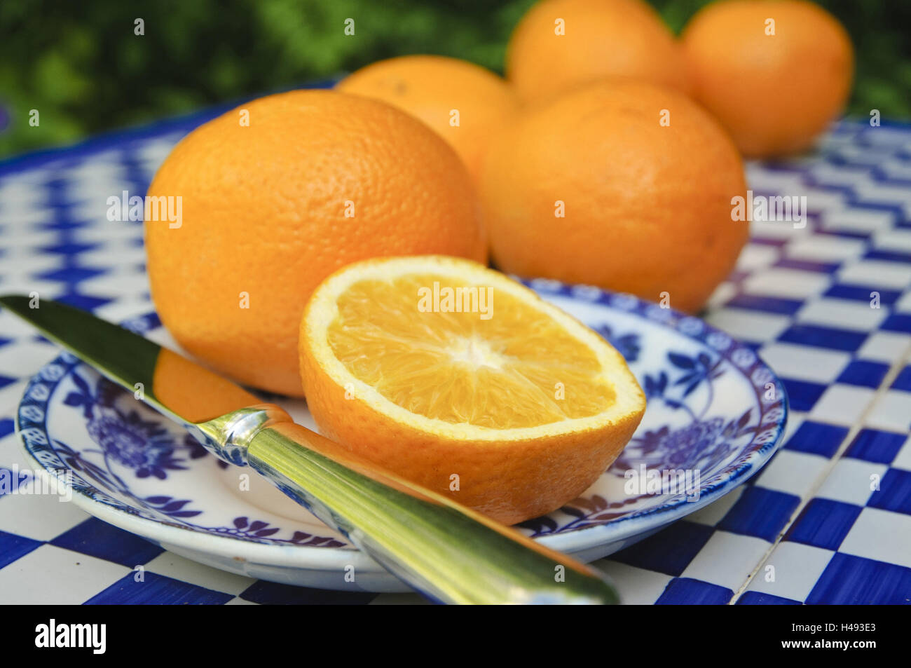 Les oranges sur la plaque, de l'alimentation, Majorque, Espagne, Banque D'Images