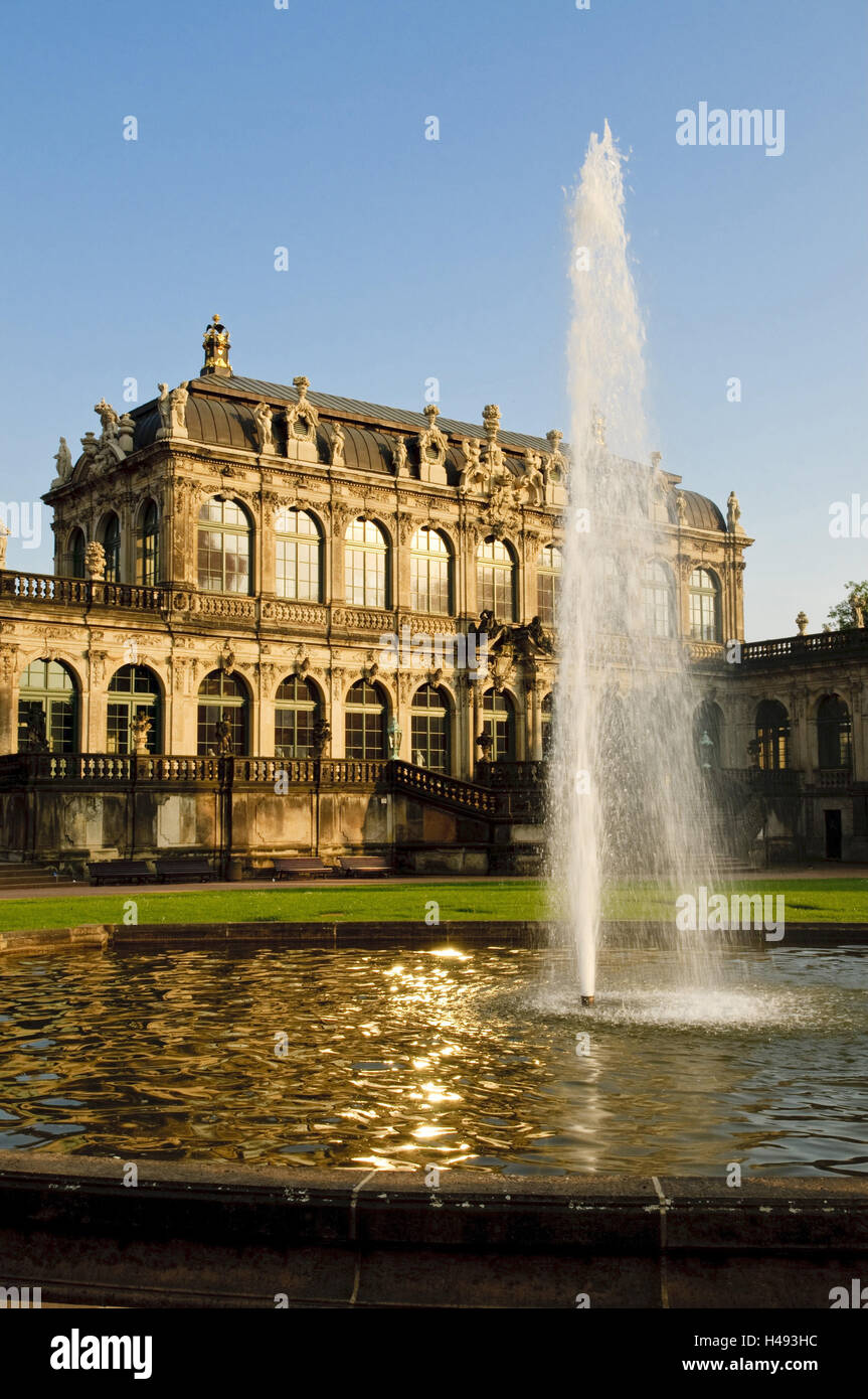 Chenil de Dresde, de l'eau jet, Dresde, Saxe, Allemagne, Banque D'Images