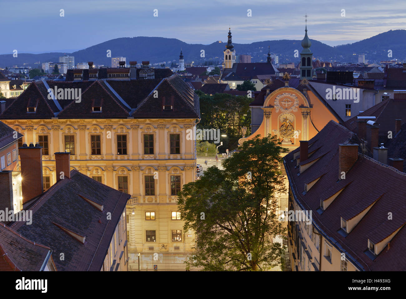 Paysage urbain, Schloßbergplatz, Graz, Styria, Austria, Europe centrale, Europe, Banque D'Images