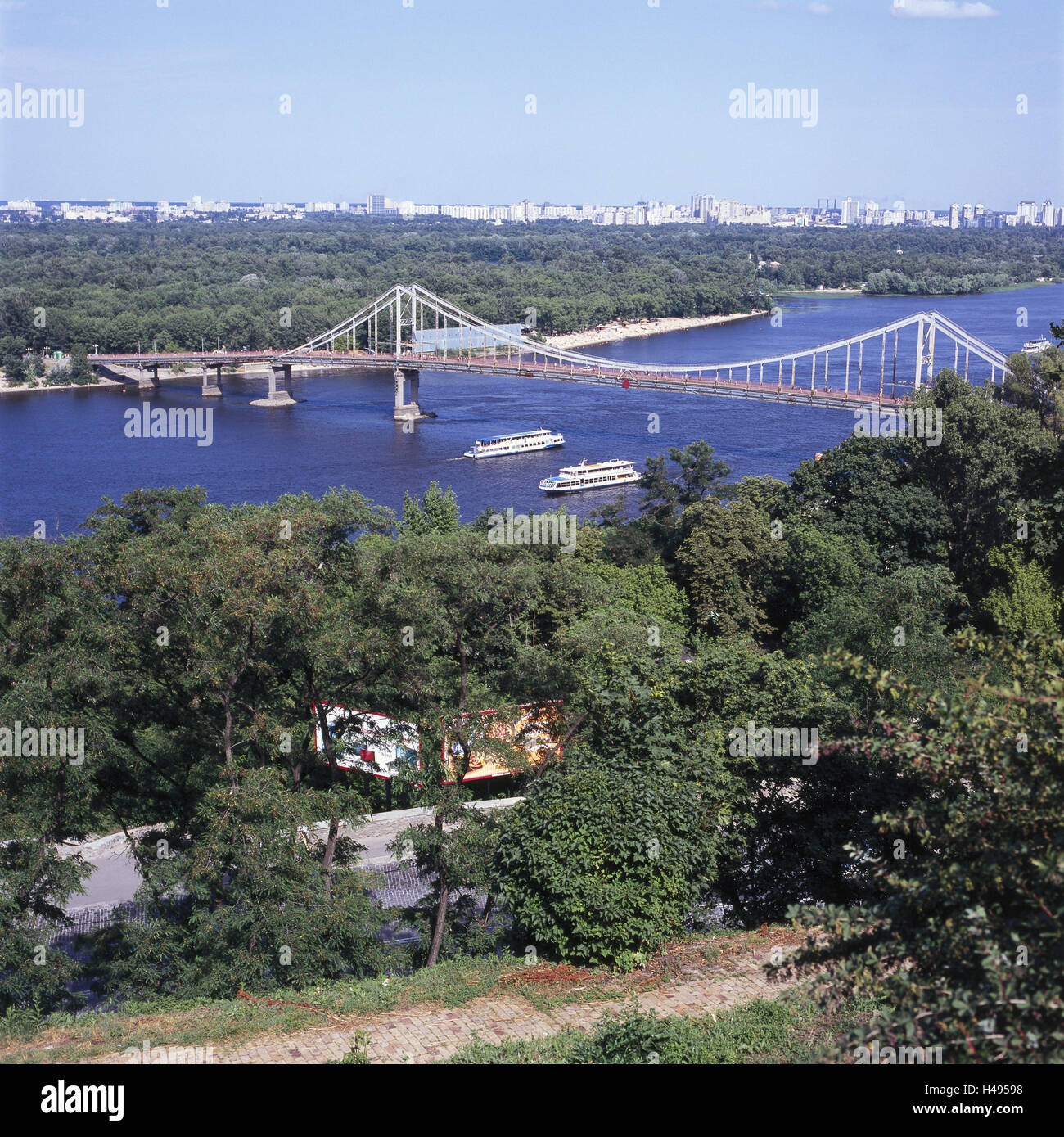 L'Ukraine, Kiev, Dnepr, pont, vue, Banque D'Images