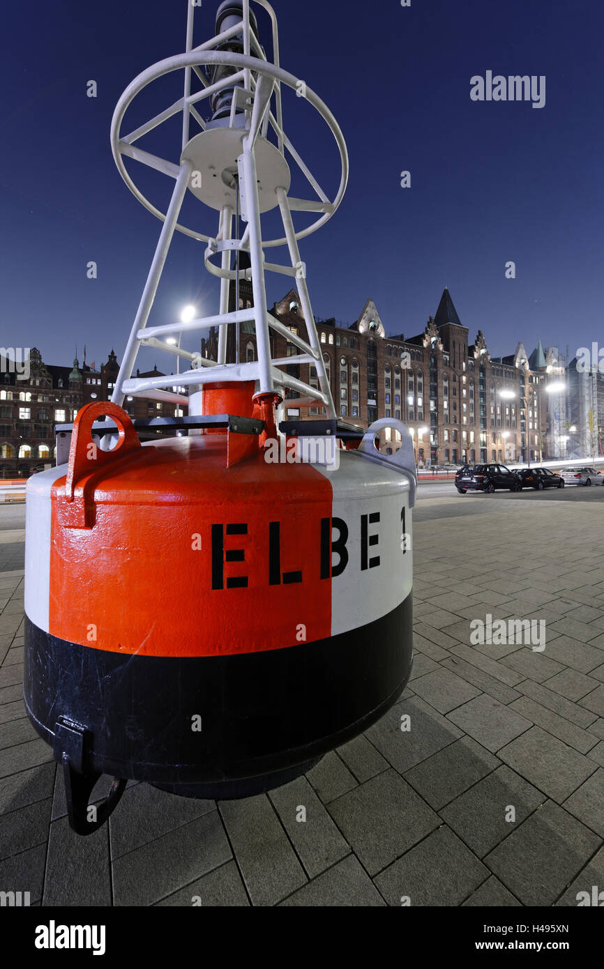 'Bouée 1', de l'ELBE Hafencity, ville hanséatique de Hambourg, Allemagne, Banque D'Images