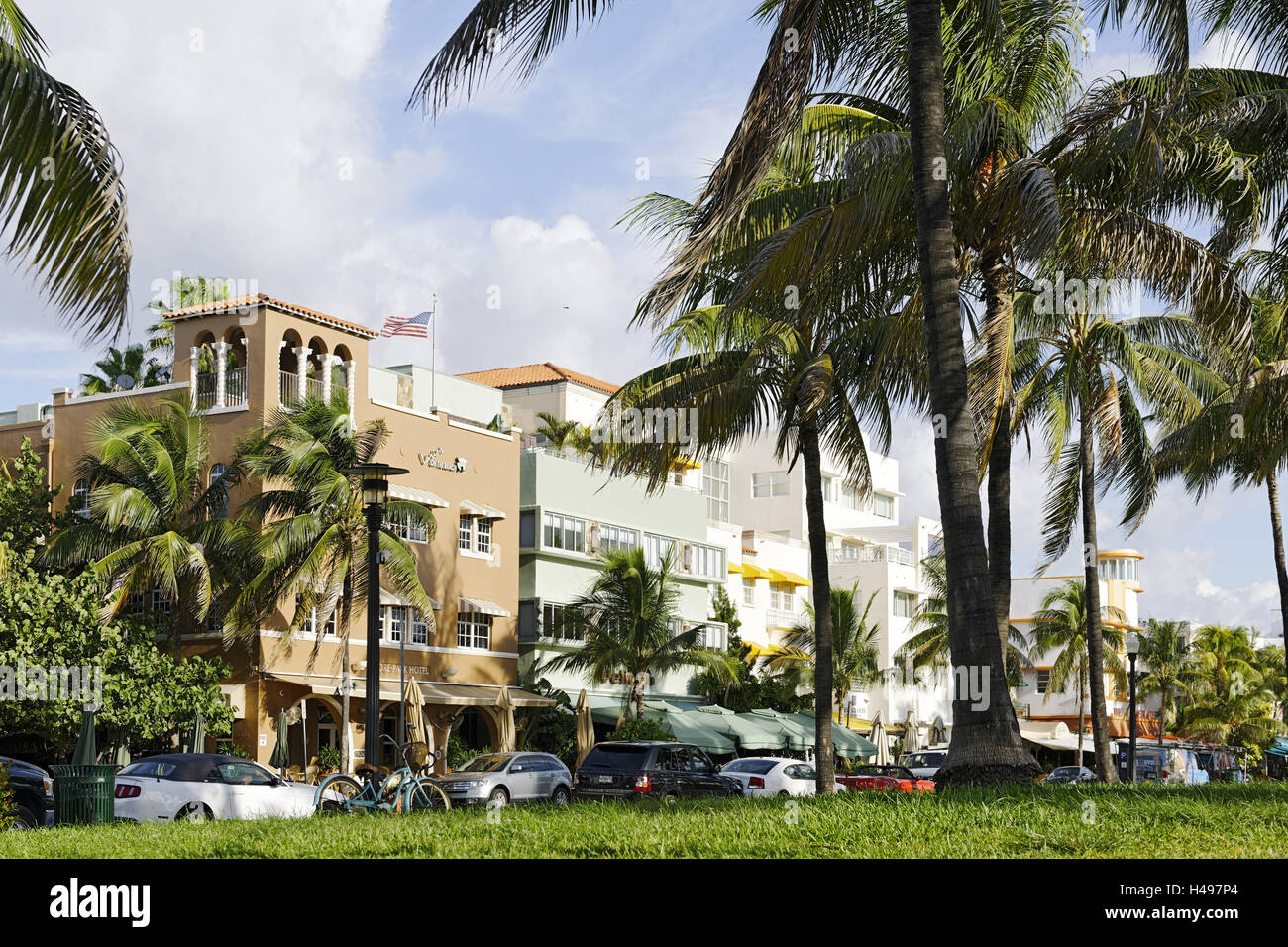 Genre de déco hôtels dans l'Ocean Drive, Miami South Beach, genre de déco, Florida, USA, Banque D'Images