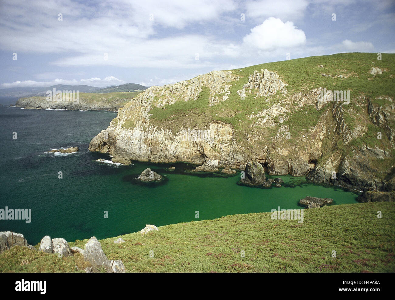 L'Espagne, la Galice, Cabo tous les mêmes à l'autre, côte escarpée, région côtière, région côtière, paysages côtiers, la bile côte, paysages, nature, déserte, la solitude, la destination, Banque D'Images