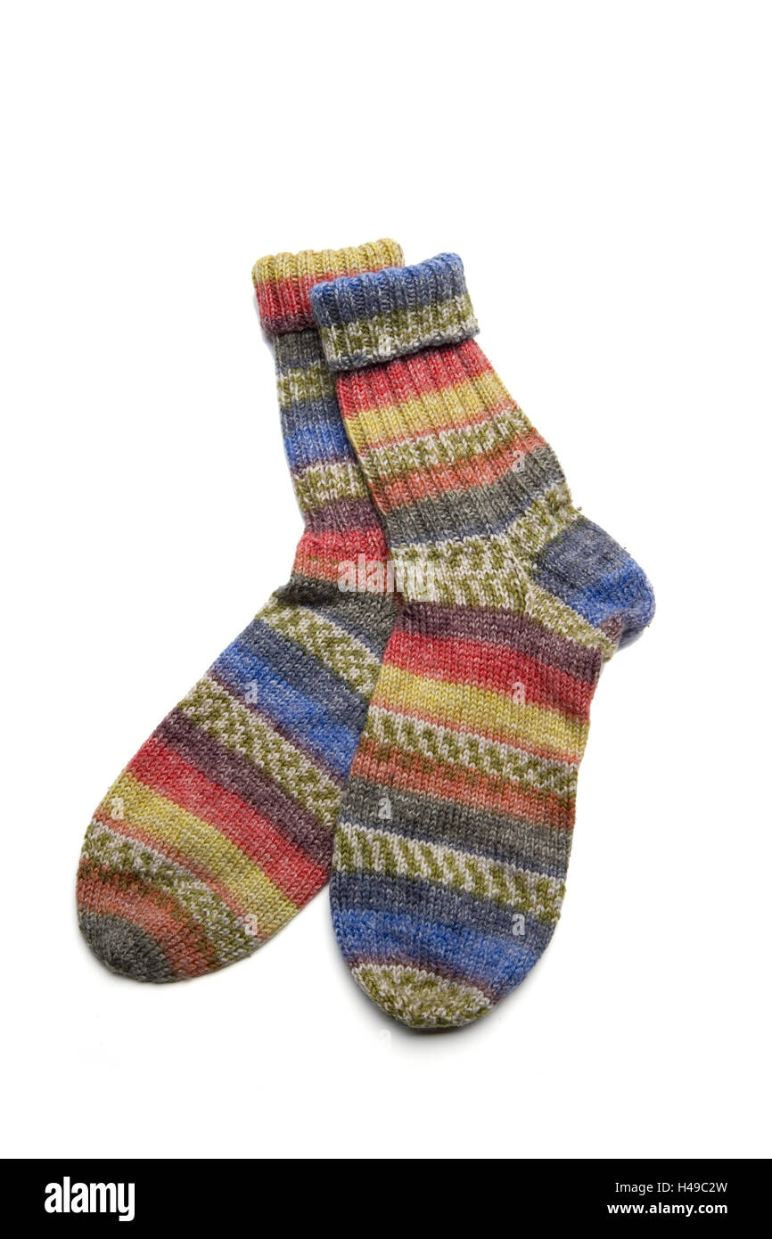 Chaussettes de laine, de couleurs vives, à motifs, Banque D'Images