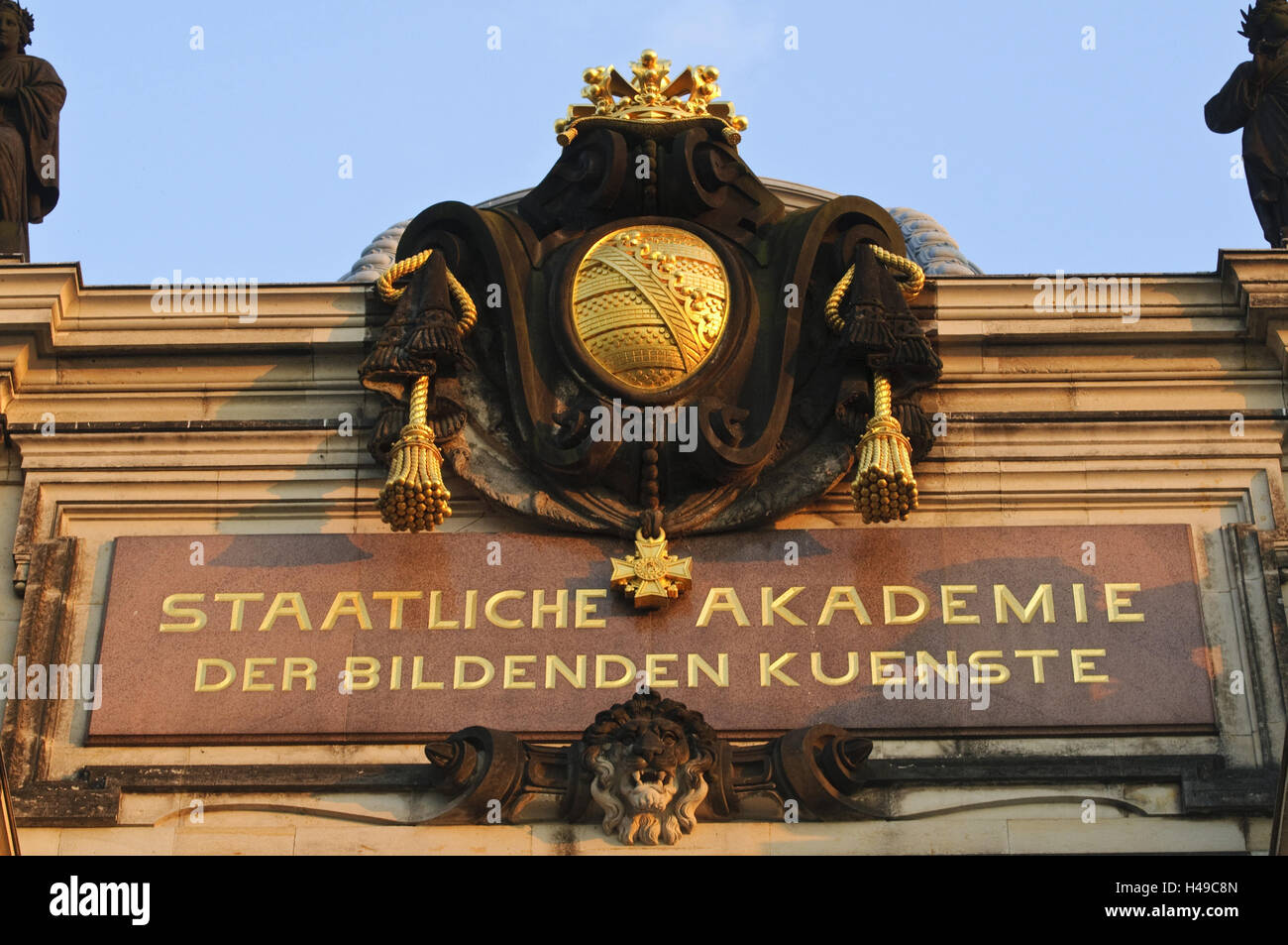 Vue détaillée de l'académie des arts, Dresde, Saxe, Allemagne, Banque D'Images