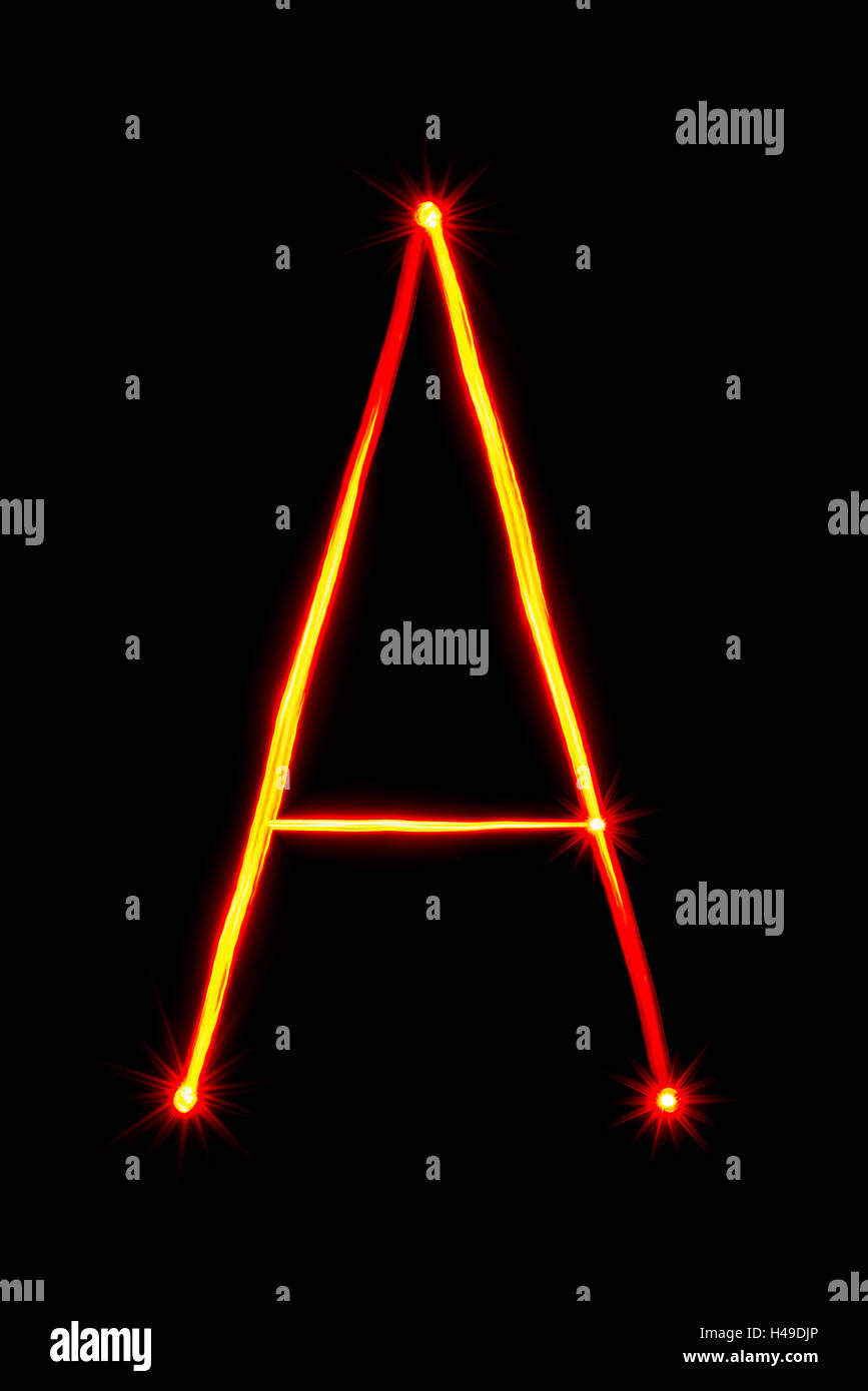 Peinture rouge sur fond noir une lettre Banque D'Images