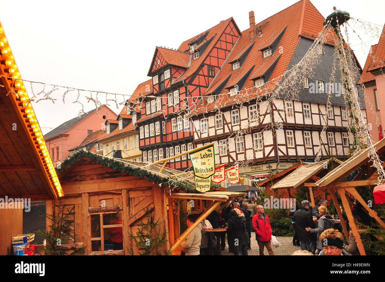 L'Allemagne, la Saxe-Anhalt, Quedlinburg, Foire de Noël, sur le marché, Banque D'Images