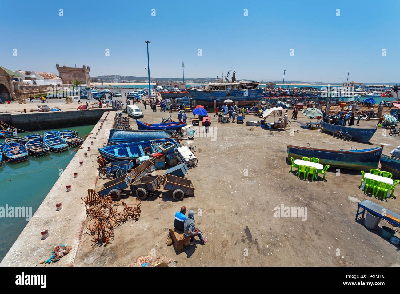 Port de pêche à Essaouira, Maroc Banque D'Images