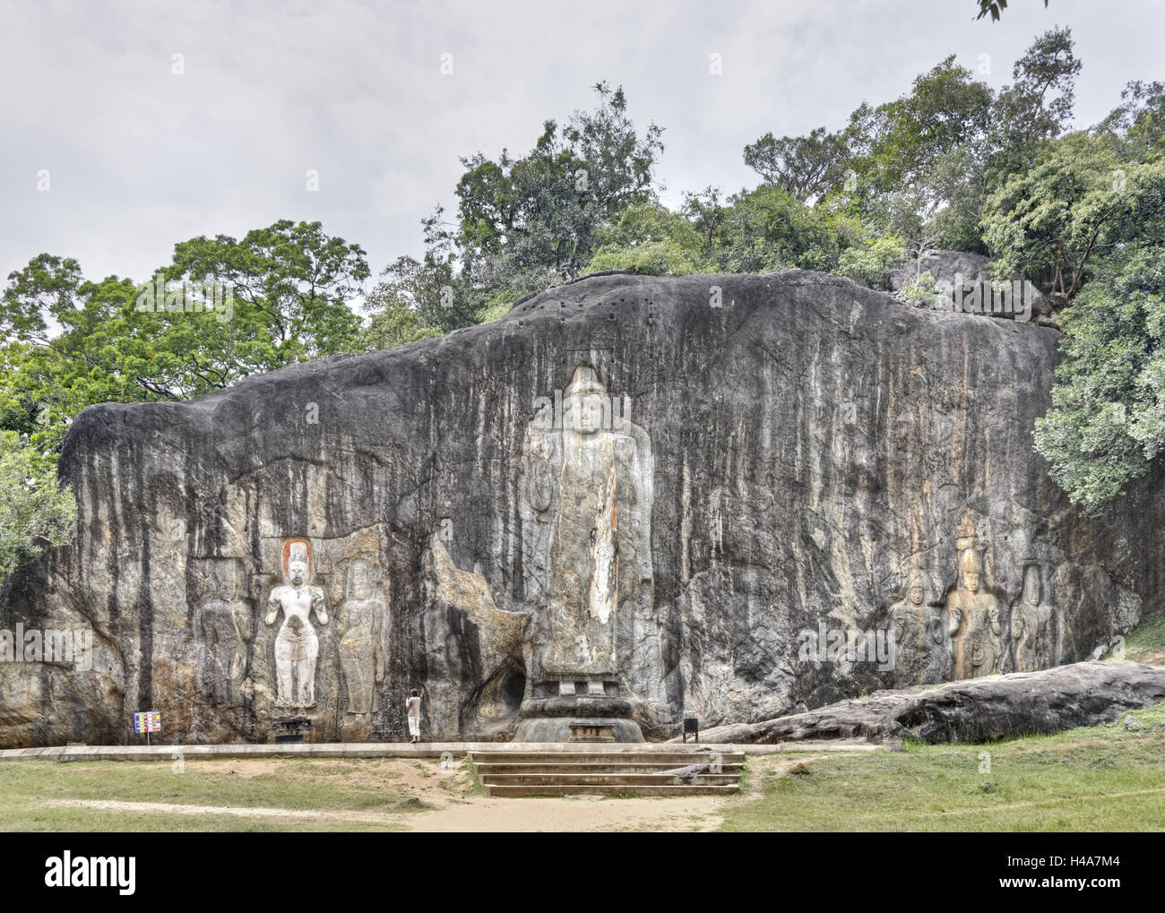 Sri Lanka, Wellawaya, Buduruwagala, temple bouddhiste dans la bile, Bouddha, ciselées Banque D'Images