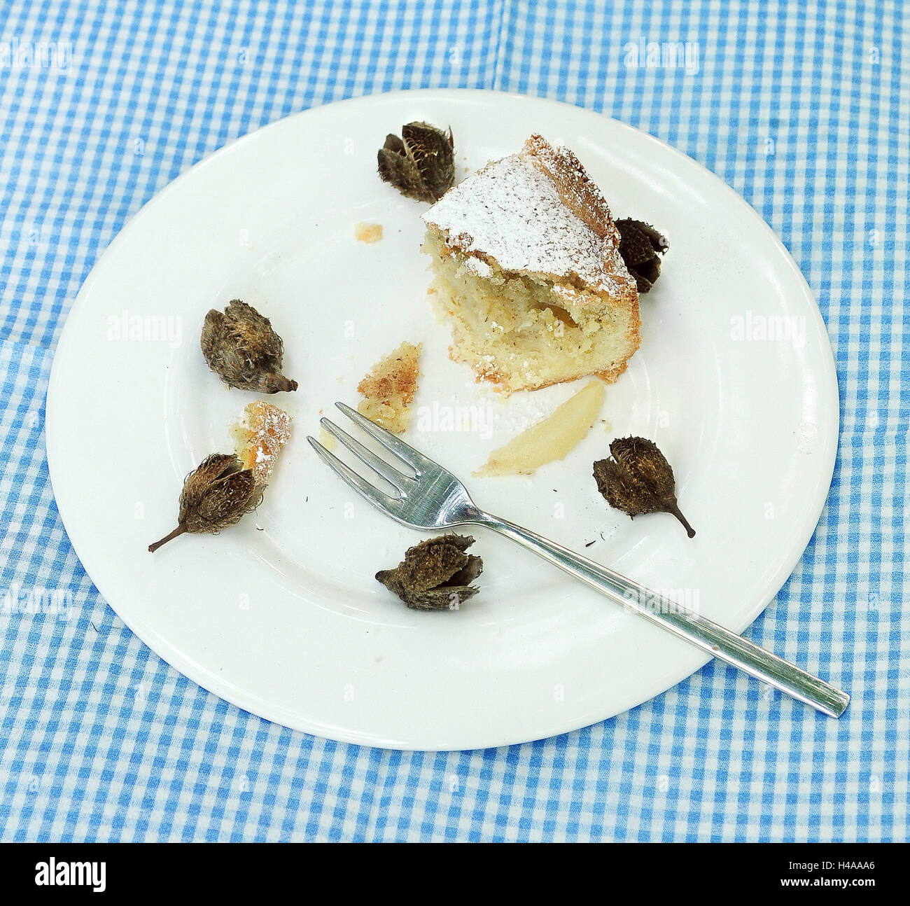 La direction générale de la plaque, de gâteaux, de gâteaux, de faines, beechnut, angegessen, morceau, morceau de gâteau gâteau, repos, repos, autumnally, nourriture, douceur, dessert, dessert, unhealthily, calories, pique-nique, grace note, Deko, Banque D'Images