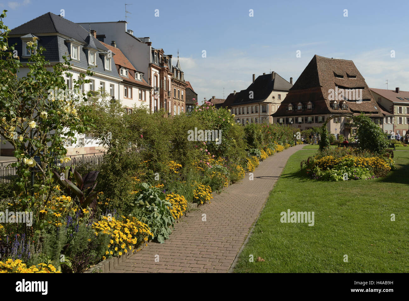 Wissembourg, vieille ville, maisons à colombages, Alsace, France, Banque D'Images