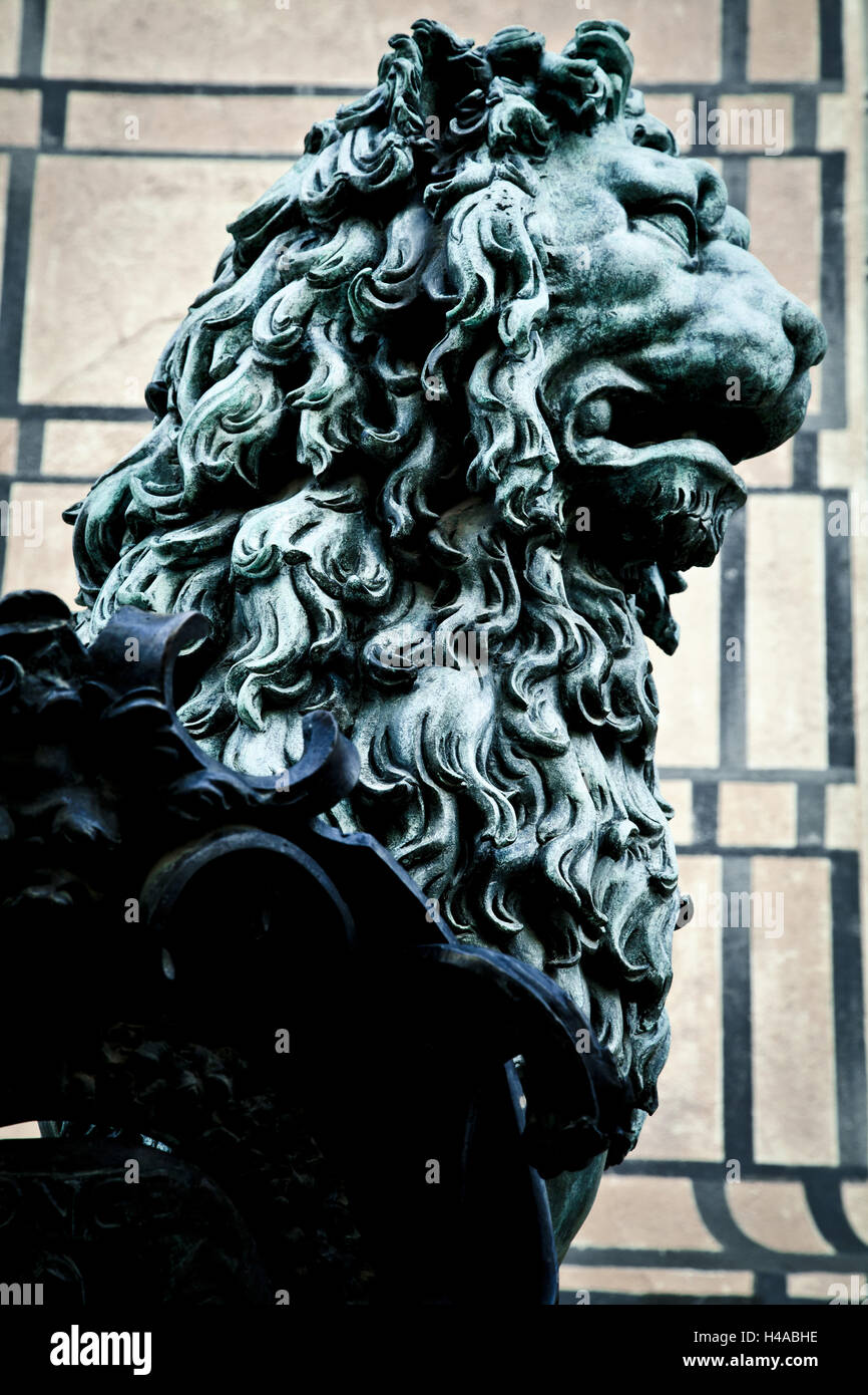 Statue de Lion sur la Residenzplatz, Munich, Allemagne, Europe, Banque D'Images