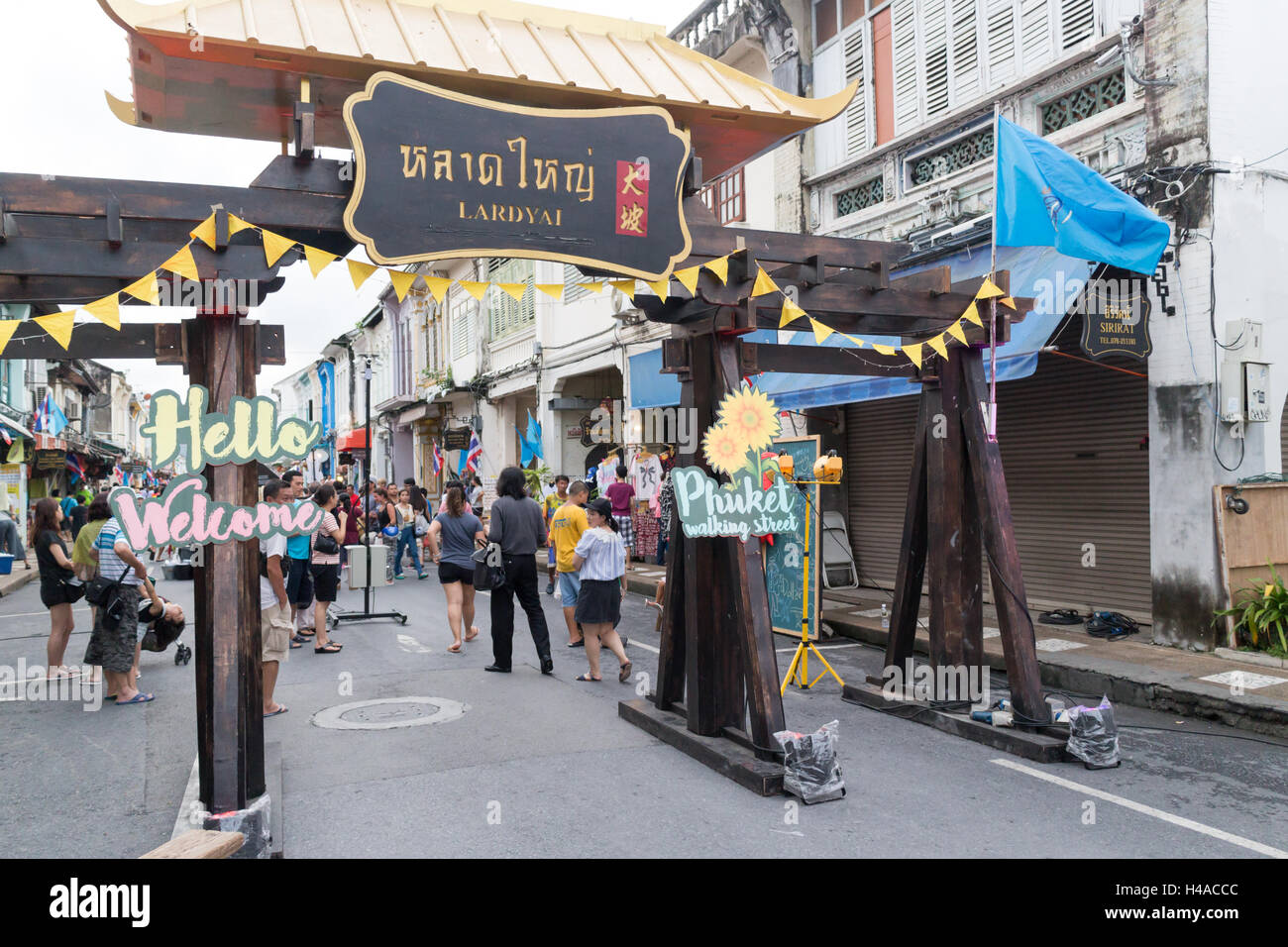 Dimanche walking street market dans la vieille ville de Phuket, Thaïlande Banque D'Images