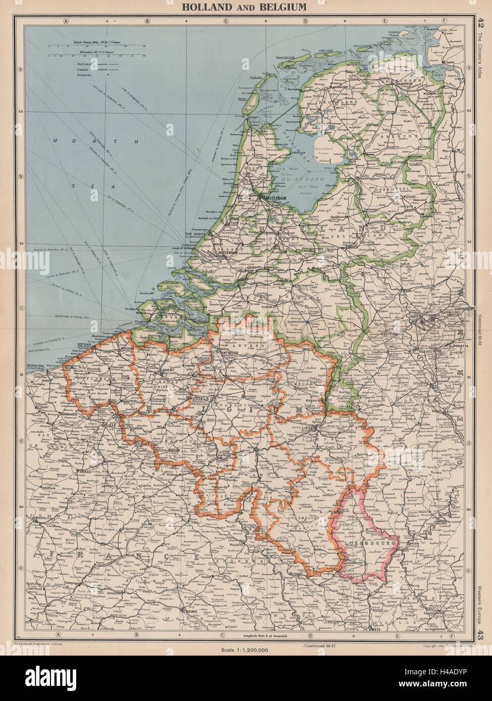 BENELUX. Pays-bas montre Noordoostpolder en construction 1944 map Banque D'Images