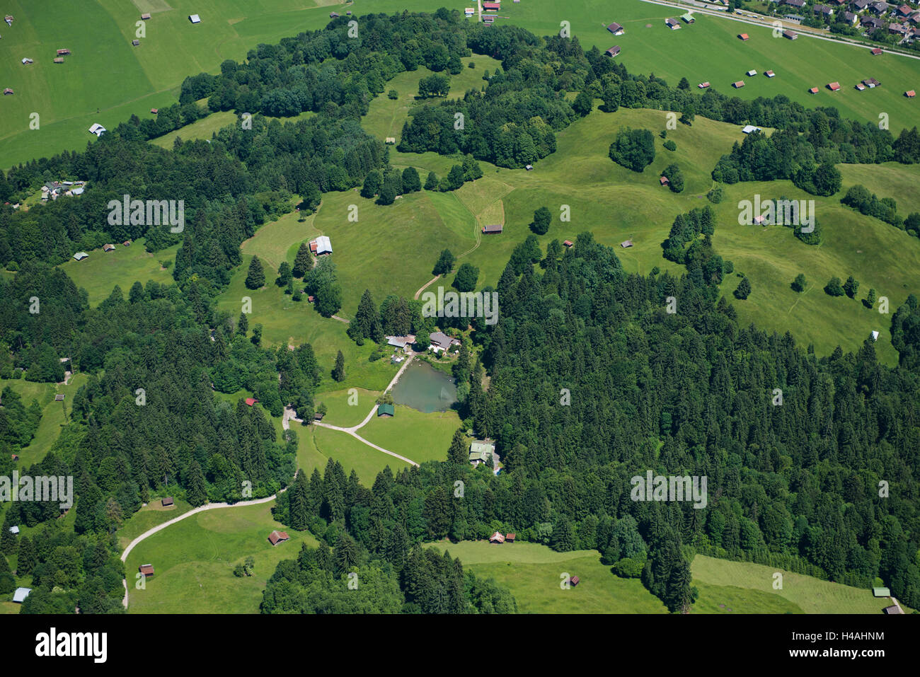 Dans Kochelberg Kochelbergalm Garmisch-Partenkirchen Hausberg,,, photo aérienne, l'Allemagne, Berlin, Alpes, Werdenfelser Land Banque D'Images