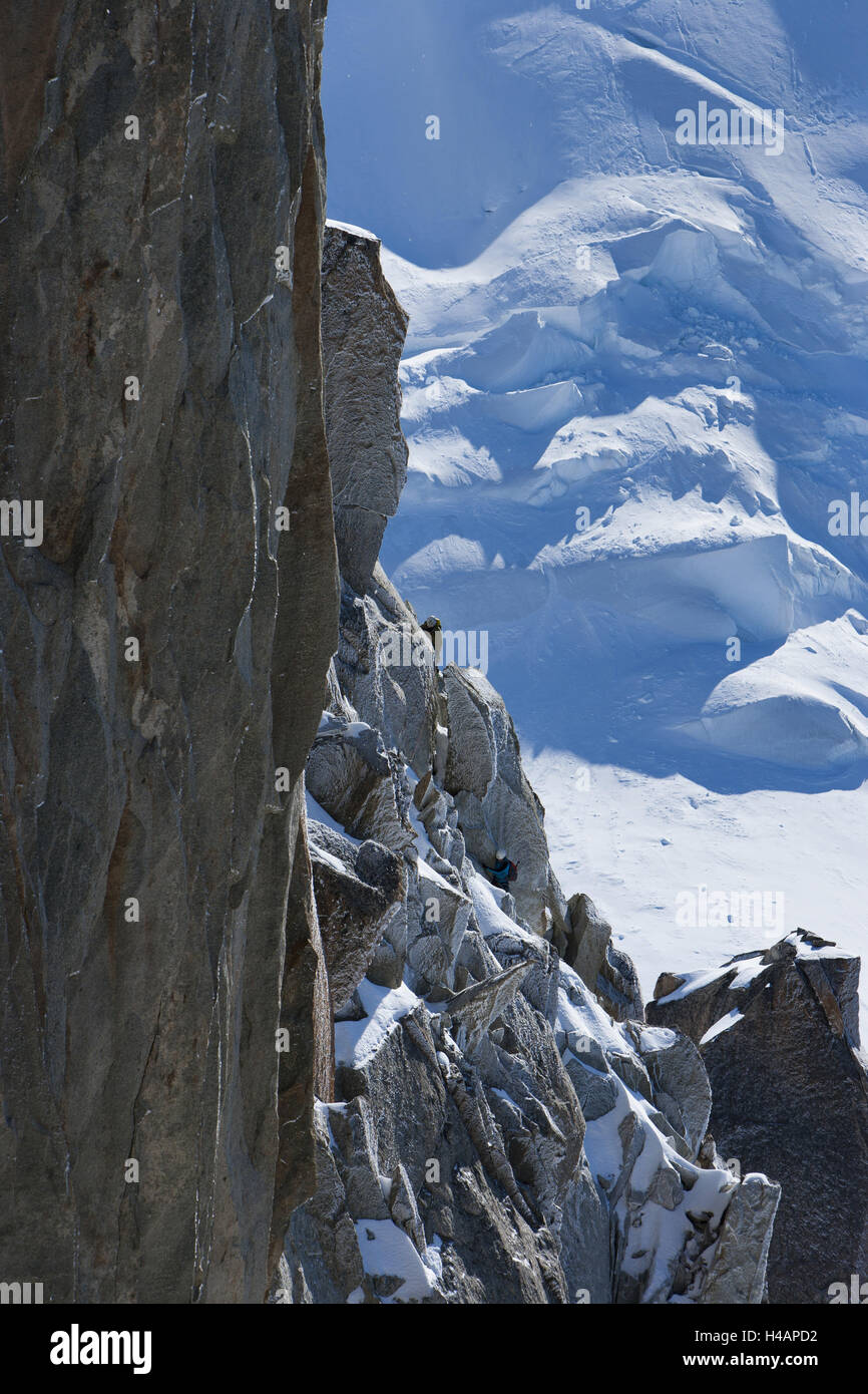 Les grimpeurs, Aiguille du Midi, Chamonix-Mont-Blanc, Banque D'Images