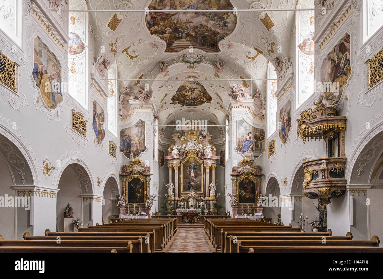 Allemagne, Bavière, Thuringe, Inn, Neuhaus am Inn, district Vornbach, église abbatiale Vornbach, Banque D'Images