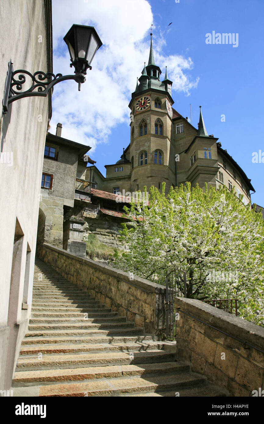 La Suisse, Fribourg sur la Sarine, vue de l'Hôtel de ville à partir de la 'Escaliers du Court-Chemin', Banque D'Images