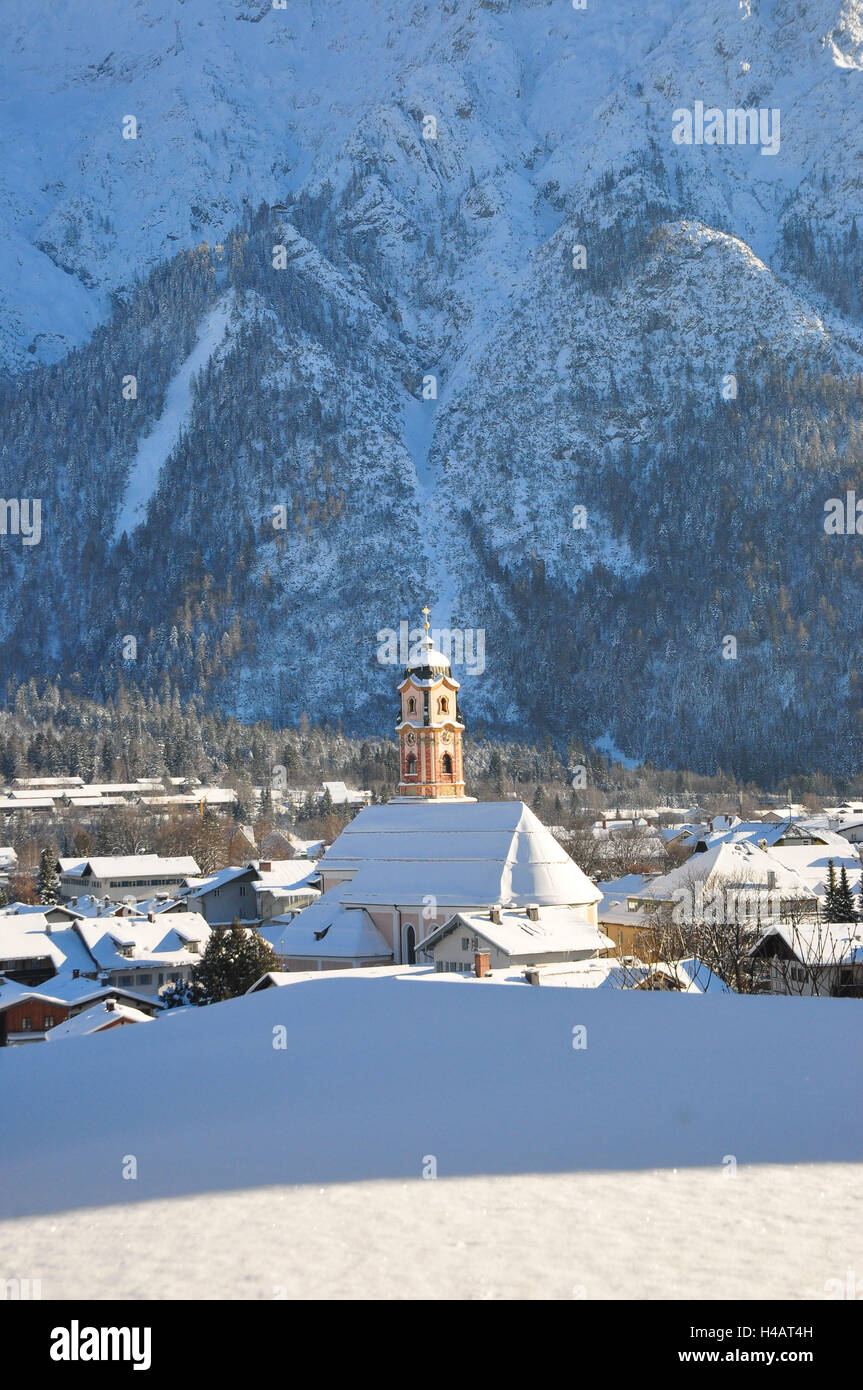 L'Allemagne, la Bavière, la vallée de l'Isar, Mittenwald, sommaire, hiver, local Banque D'Images