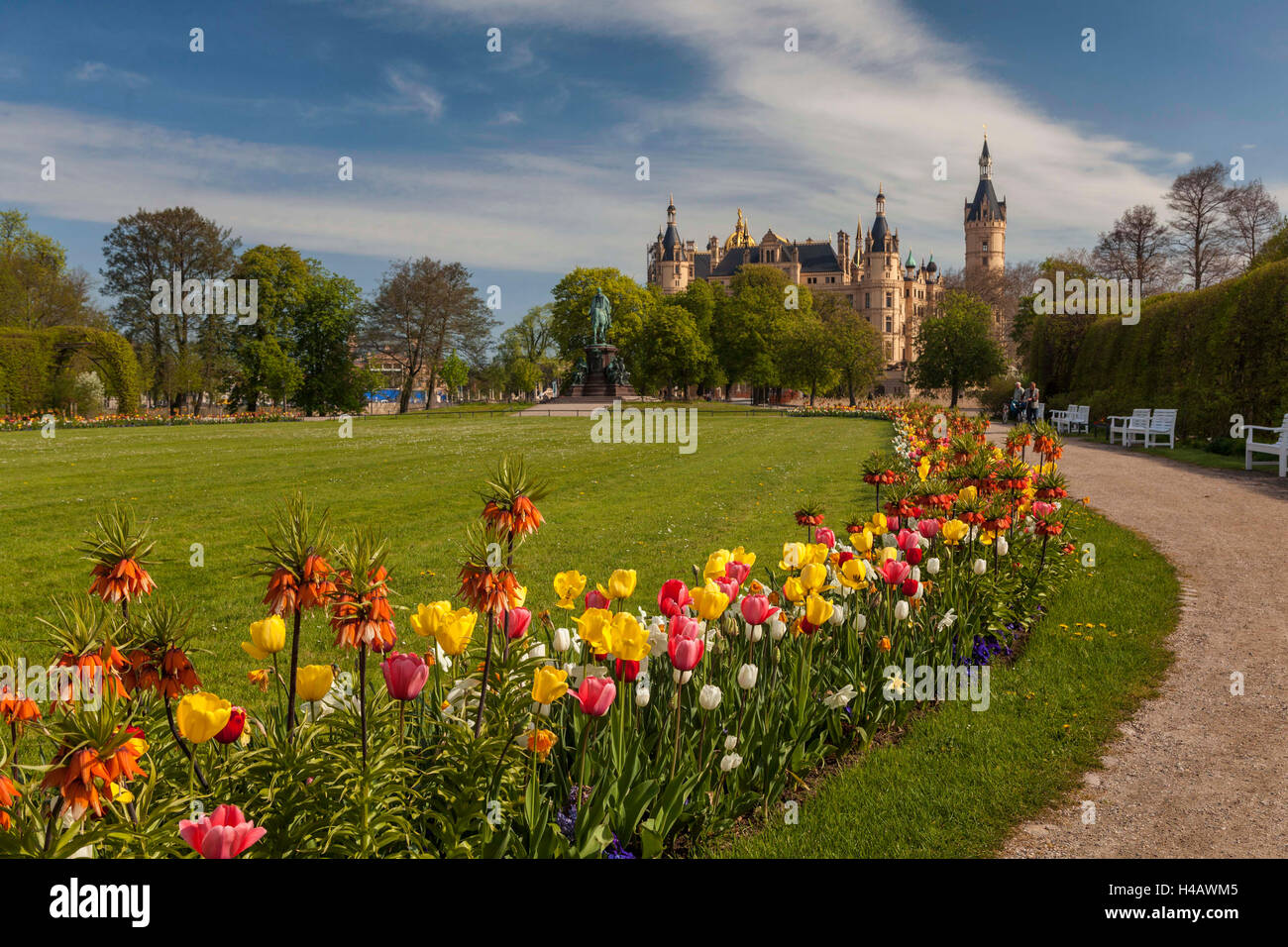 L'Allemagne, de Mecklembourg-Poméranie occidentale, Schwerin, château, parc du château Banque D'Images