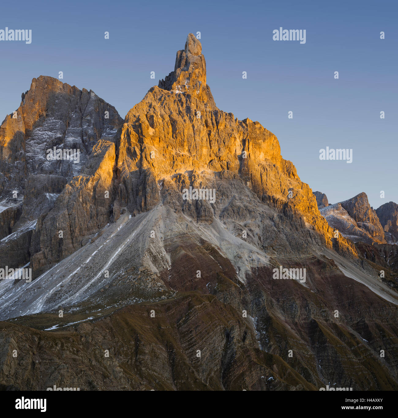 La Cima della Vezzana (3192m), Cimon della Pala (3184m), Passo Rolle, Trentino - Alto Adige, Dolomites, Italie Banque D'Images