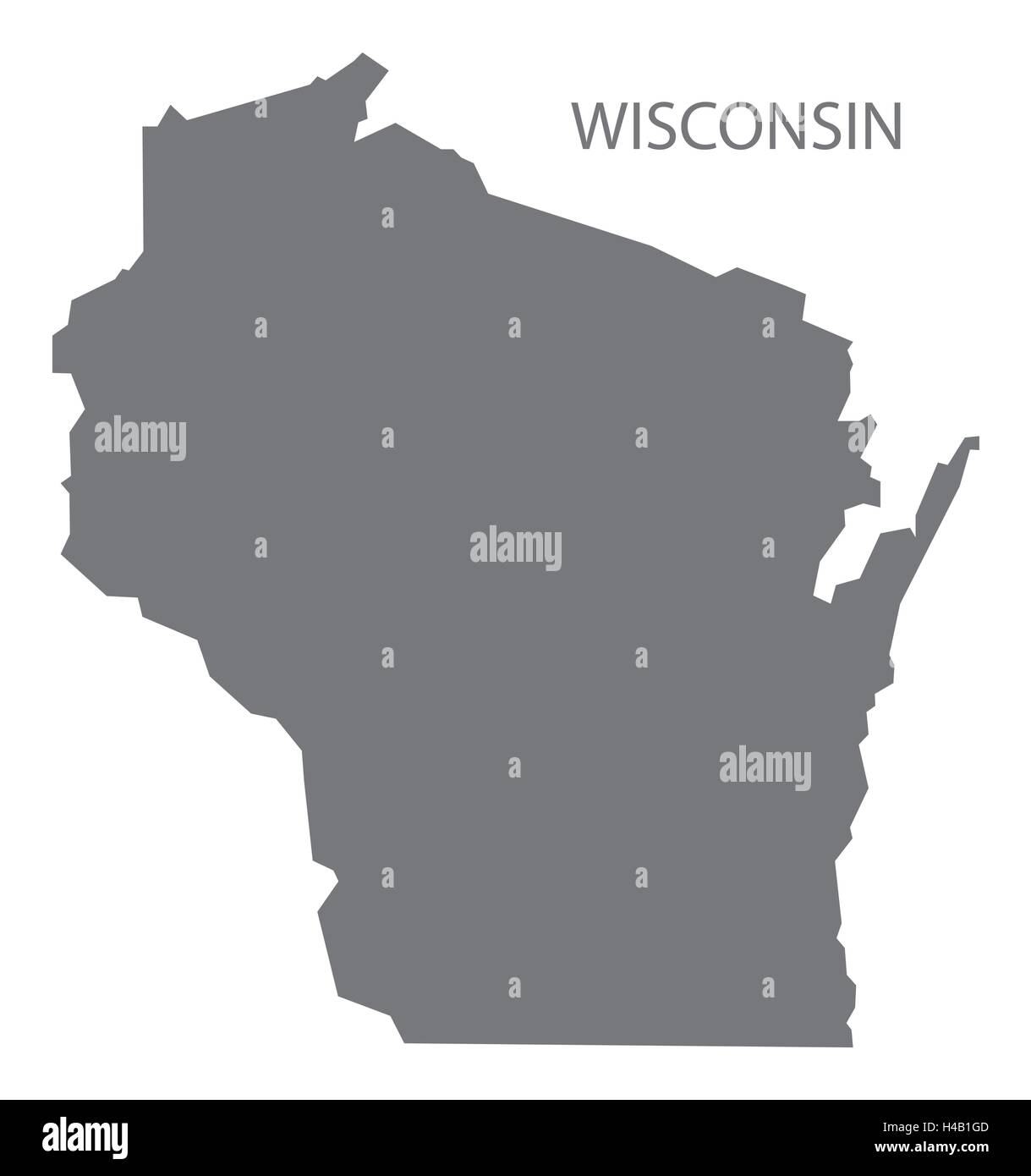 Wisconsin USA Map en gris Illustration de Vecteur