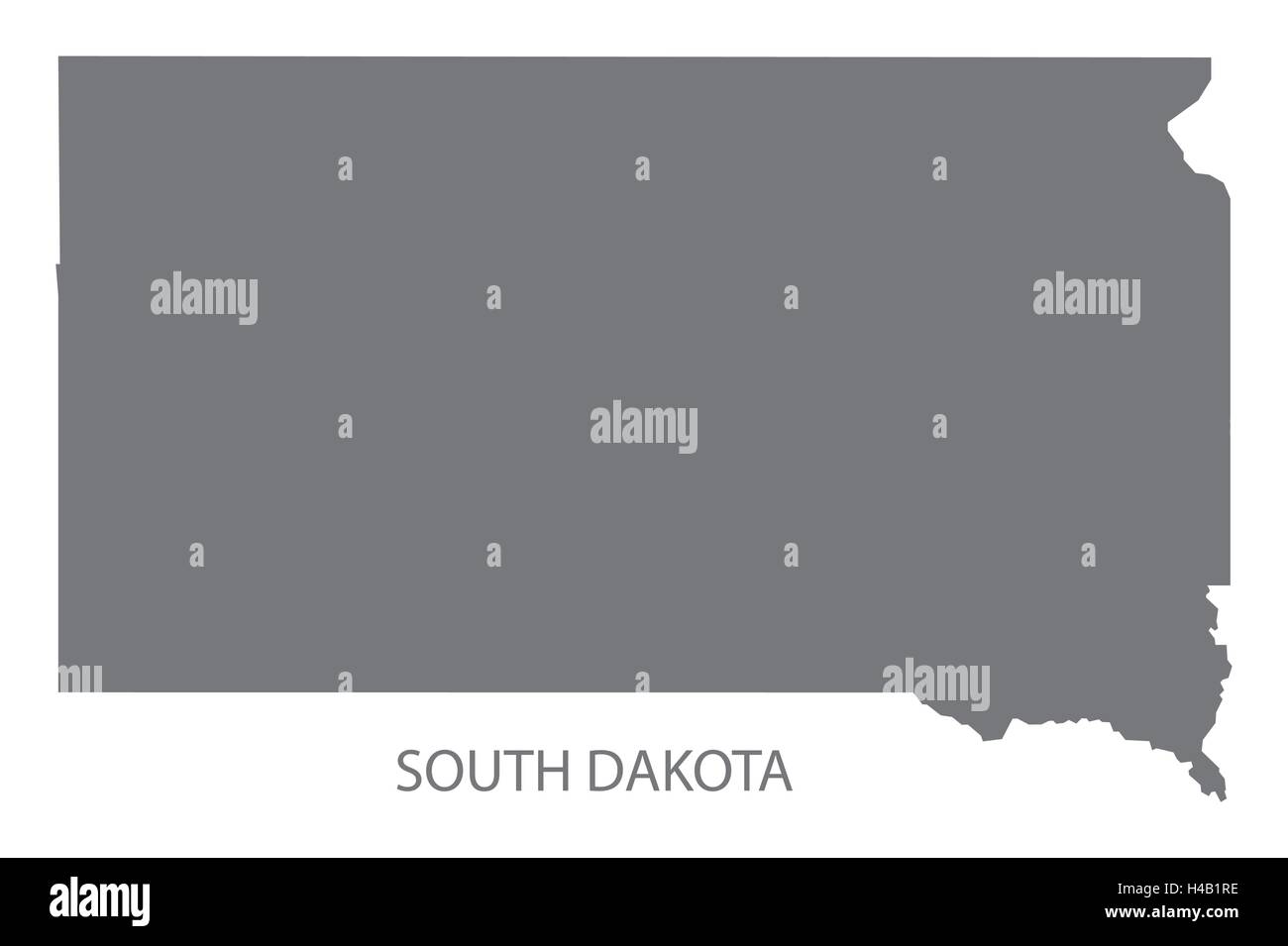 Le Dakota du Sud USA Map en gris Illustration de Vecteur