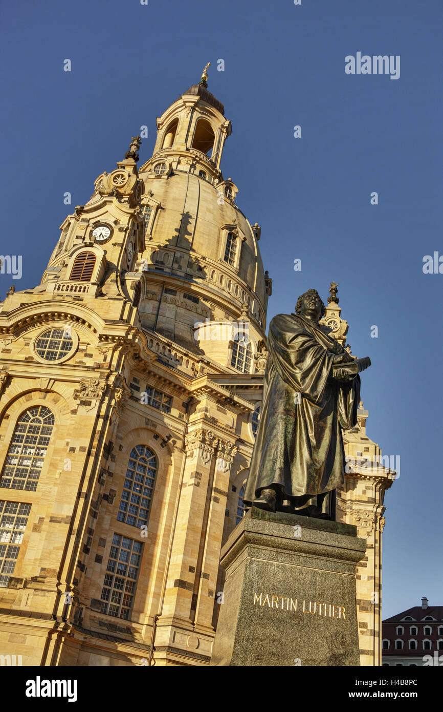 Allemagne, Saxe, Dresde, Eglise Notre Dame, Luther, Monument Banque D'Images