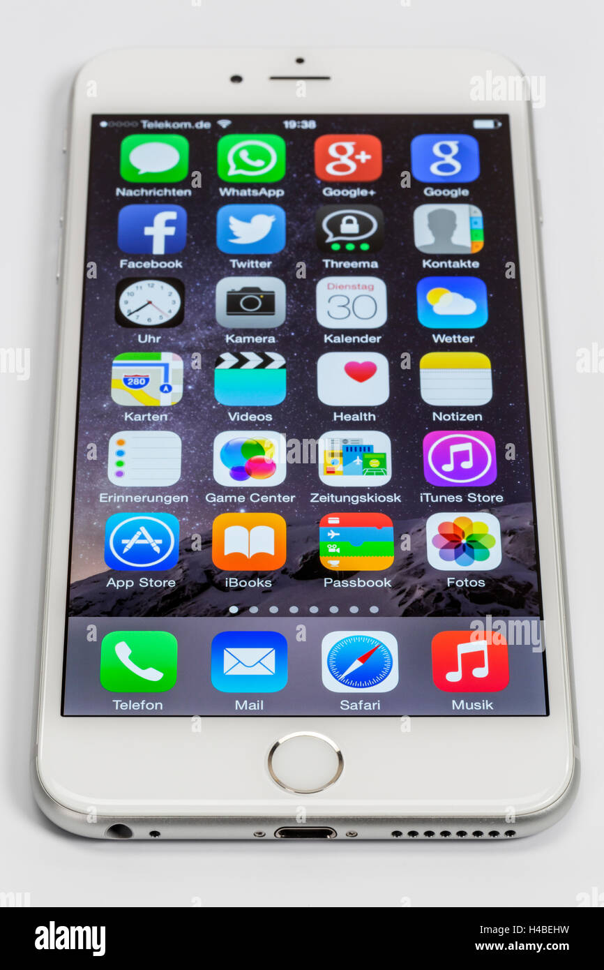 Apple iPhone 6 plus, l'affichage, les applications, les programmes, la fonction multi-touch, Banque D'Images