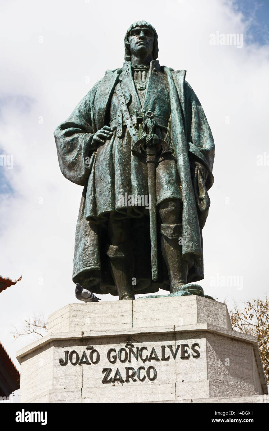 Funchal, explorer monument 'J. G Zarco' Banque D'Images