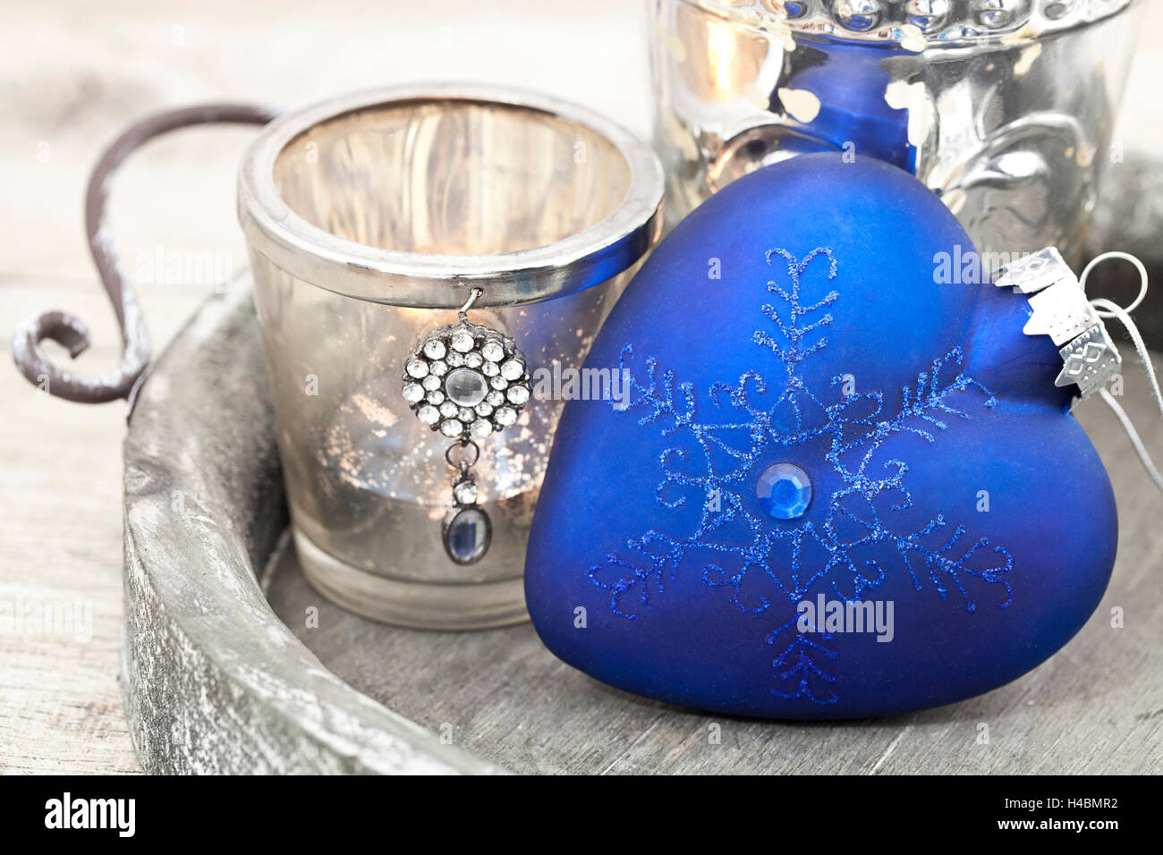 Décoration de Noël coeur bleu Banque D'Images