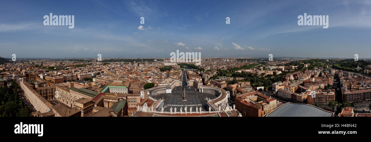 Panorama, Piazza San Pietro, Rome, Italie, l'été, vue, Vatican, place Banque D'Images