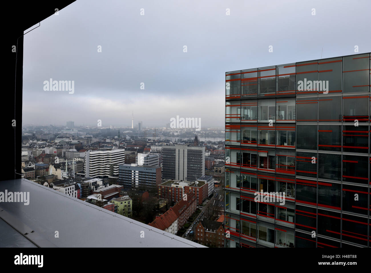 Vue depuis la tour de bureaux au Berliner Tor sur Hambourg, Allemagne, Europe Banque D'Images