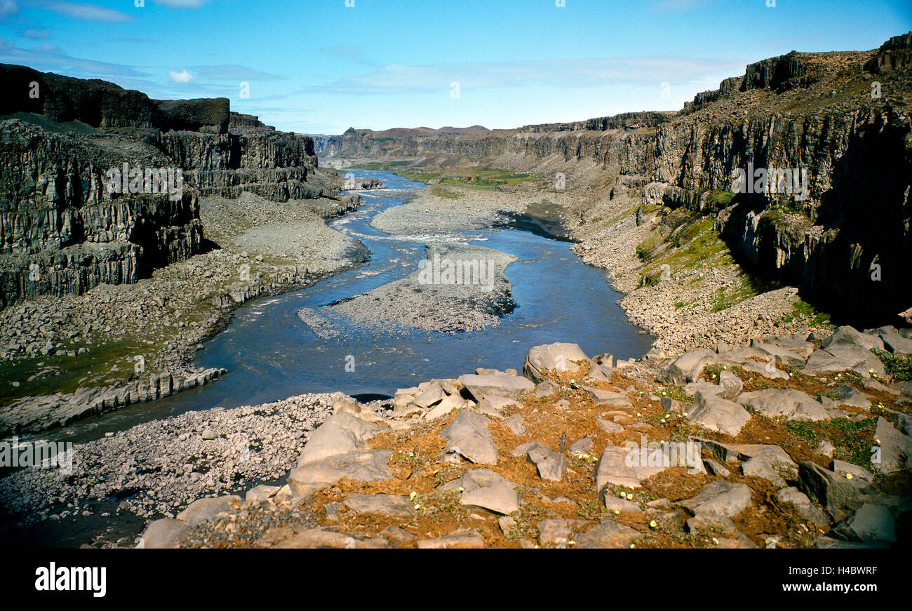 Canyon, glacier, à couper le souffle, un Fjoellum Joekulsa la rivière, l'érosion, paysage naturel, au nord de l'Islande, Islande Banque D'Images
