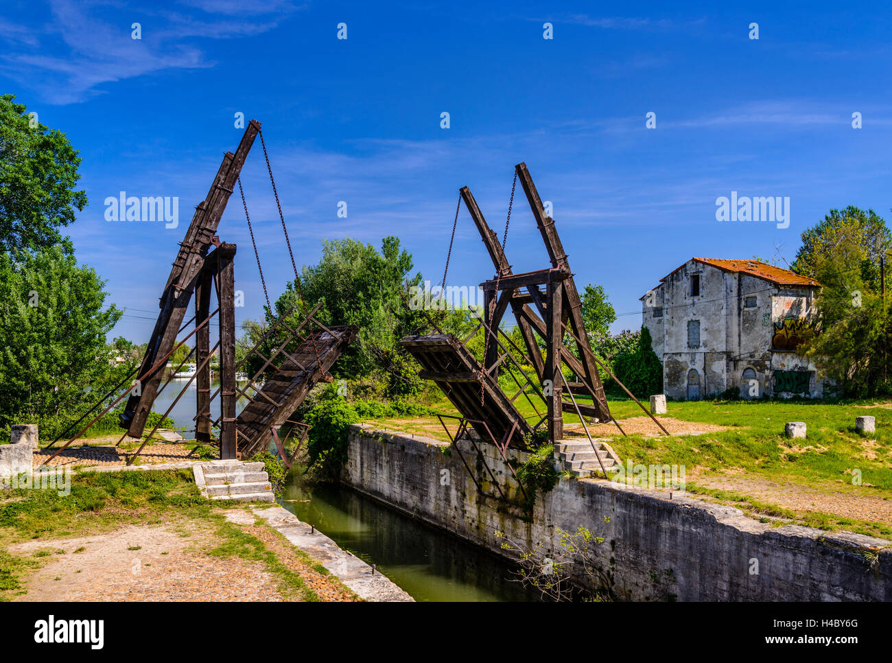 France, Provence, Bouches-du-Rhône, Arles, Pont de Langlois, Pont Van Gogh, pont à bascule Banque D'Images