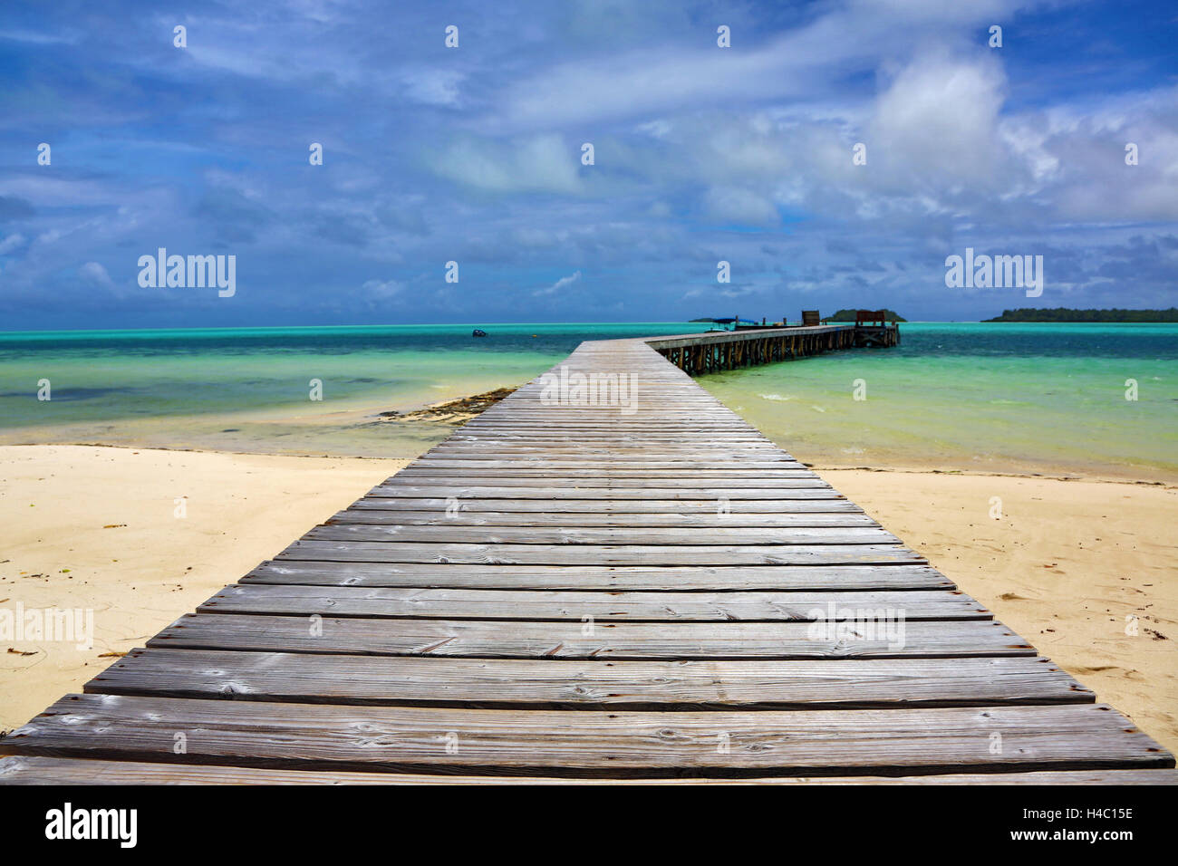 Jetée en bois, Koror, République de Palau, Micronesia, Pacific Banque D'Images