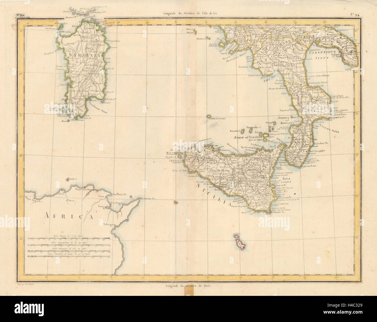 Romain antique/Sud de l'Italie, Sicile et Sardaigne. MENTELLE/CHANLAIRE c1798 la carte Banque D'Images